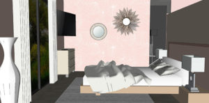 Suite parentale, Rose poudré, Bouc Bel Air, Papier peint, Chambre, par Viviane Bedos, Décoratrice UFDI à Rognac (13)