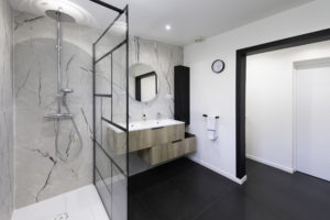 Salle de bain, marbre, black, white